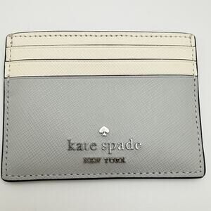 Kate Spade Madison Small Slim Card Holder Platinum Grey Multi